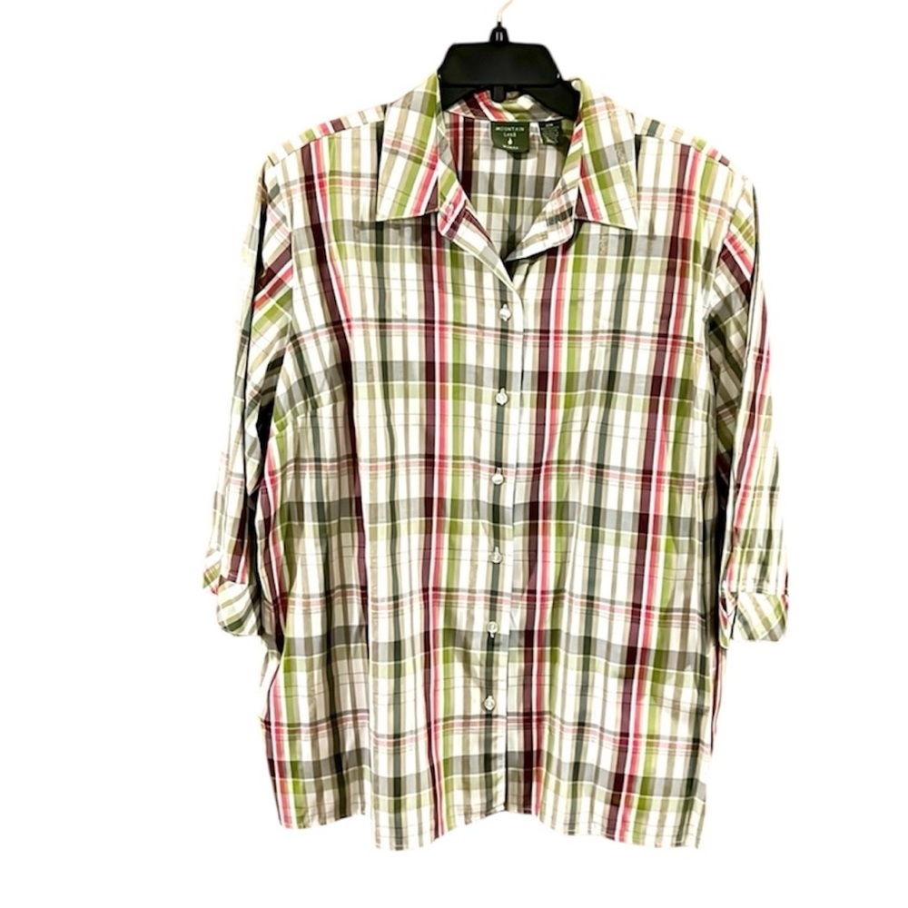 Mountain Lake Woman Muti Striped Button Up Collared Shirt Size 22W